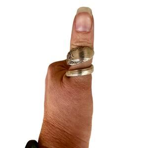 Size 8 Sterling Silver Plated Spoon Rings 1947 First Love Pattern